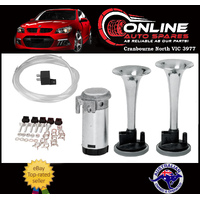Twin Tone Chrome Air Horns 2 Trumpets 12v Car 4x4 Boat rod muscle horn