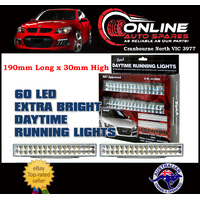 LED Daytime Running Lights 60 LED EXTRA Bright R87 Approved 190x30 12-24V Slim drl