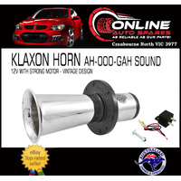 AH-OOO-GAH KLAXON Air Horn Chrome / Black - Strong 12v Motor Car Truck 4x4 Boat