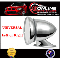 UNIVERSAL Classic Chrome Sports Side Mirror x1 Round Retro Racing Car Hot Rod