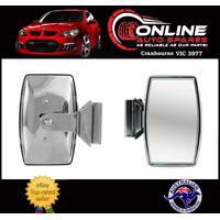 UNIVERSAL Classic Polished Stainless Steel Clamp-On Overtaker Mirror rear view