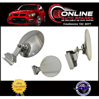 UNIVERSAL Classic Clamp-On Overtaker Mirror Polished Stainless Steel Round