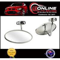 UNIVERSAL Chrome Oval Interior Rear View Mirror vision retro hot rod
