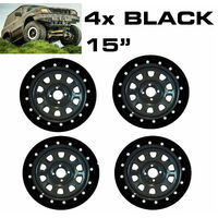 Beadlock Simulator Kit Suits 16" Rims 4WD & Car Set of 5x BLACK bead lock hub cap