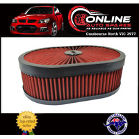 Extreme Flow Oval Air Cleaner 11-3/8x3" RED 5-1/8 Neck fit Ford Holden V8 filter