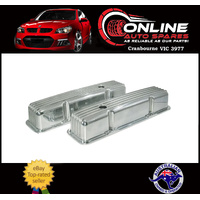 Finned Valve Covers Polished Aluminium Small Block Chev SBC 283 327 350 383 400