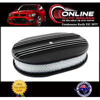 Half Finned Black Oval Air Cleaner BLACK 5-1/8 Neck fit Ford Holden V8 filter