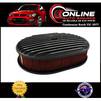 Finned Oval Air Cleaner 11-3/4x8-1/4 BLACK 5-1/8 Neck fit Ford Holden V8 filter