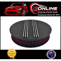 Finned Air Cleaner 14" x 3"  BLACK 5-1/8 Neck fit Ford Holden V8 filter