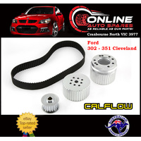 Billet Aluminium Gilmer Belt Drive Kit SILVER Suit Ford V8 302 351 Cleveland
