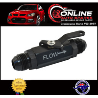 6AN Billet Aluminium Inline Fuel Shut-off Valve With a Cable Lever Black petrol