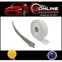 Exhaust Heat Wrap 1" X 15 Foot Fibreglass White With Stainless Steel Ties 