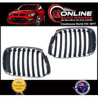 Grille PAIR Black With Chrome Surround fit BMW X5 E53 Wagon 11/00-10/03 grill