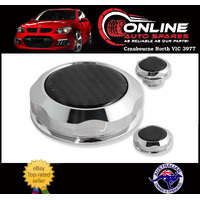 Chrome/Carbon Alloy Engine Caps fit Ford BA BF FG V8 Oil/Power Steering/Radiator