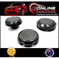 Black/Carbon Alloy Engine Caps fit Ford BA BF FG XR6 Oil/Power Steering/Radiator