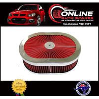 High Flow Air Cleaner Assembly 12" RED Filter suit Ford Holden V8 intake carby