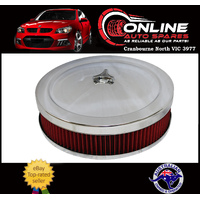 High Flow Air Cleaner Assembly 14"  RED Filter fit Ford Holden V8 intake carby