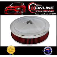 High Flow Air Cleaner Assembly 14"  RED Filte fit Ford Holden V8 intake carby