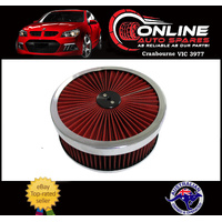 High Flow Air Cleaner Assembly 14" RED Filter suit Ford Holden V8 intake carby