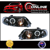 LED ANGEL EYE Black Altezza Headlights suits Holden VT WH / V2 CV6 MONARO