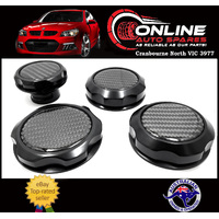 Black / Carbon Alloy Billet Engine Cap Kit fit Holden VE V8 6.0 6.2 L98 LS2 LS3