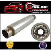 Outlaw Stainless Steel Glasspack Hot Dog Muffler 3" In/Out 4" Body 15" Length