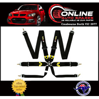 FIA Approved 6-POINT Racing Harness QUICK RELEASE Black race seat belt