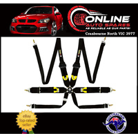 FIA Approved (HANS) 6-POINT Racing Harness QUICK RELEASE Black race seat belt
