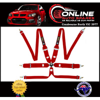 FIA Approved (HANS) 6-POINT Racing Harness QUICK RELEASE Red race seat belt