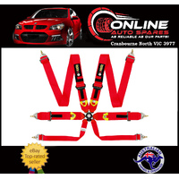 FIA Approved 6-POINT Racing Harness QUICK RELEASE Red race seat belt