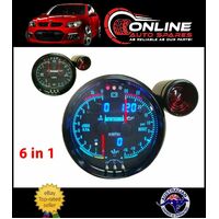 Autotecnica 6 IN 1 5" Monster Tacho Gauge Shift Light OIL WATER TEMP BOOST AMP