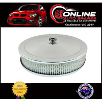 High Flow Chrome Air Cleaner 9" X 2" 2-5/8" Neck Carburettor suits 2 Barrel Carb