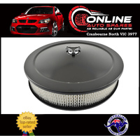 High Flow Air Cleaner 14" x 3"  BLACK 5-1/8 Neck fit Ford Holden V8 carby filter