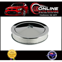 High Flow Air Cleaner 14" x 3"  CHROME 5-1/8 Neck fit Ford Holden V8 carby filter