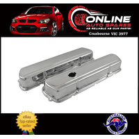 Chrome Steel LOW / OEM Style Rocker Covers Pair suits Holden 253 308 V8 valve