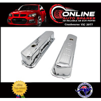 Chrome Steel Tall Valve Rocker Cover Pair Holden V8 308 Commodore VB VC VH VK VL