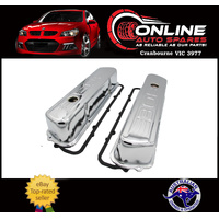 Chrome Steel Rocker Covers + Rubber Gasket Pair Holden V8 308 VB VC VH VK VL