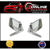 UNIVERSAL Chrome 1960's Style Rectangular Head Mirror PAIR rear view hot rod 