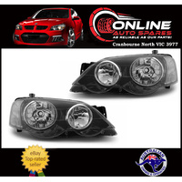 Headlight PAIR Black fit Ford Falcon BA BF BF2 XR6 XR8 FPV GT 2002-08 head light