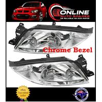 Headlight PAIR Chrome fit Ford Falcon/ Fairmont AU Series 1 2 3 98-02 head light