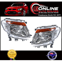 Headlight PAIR Suit Ford Ranger PX 2011-15 NEW MANUAL Halogen head light lamp