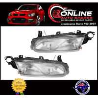 Headlight PAIR Chrome fit Ford EL Falcon / Futura GLI 9/96-8/98 head light lamp