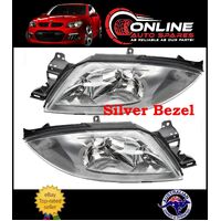 Headlight PAIR Silver fit Ford Falcon/ Fairmont AU Series 1 2 3 98-02 head light