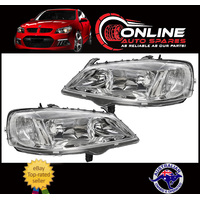 Headlight PAIR Holden Astra TS 1998 - 2006 Chrome head light lamp lh rh