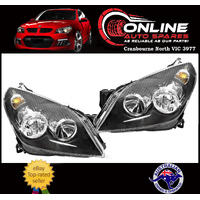 Headlight PAIR Black Holden Astra AH 10/04-8/09 Left + Right head light lamp