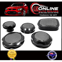 Black / Carbon Alloy Billet Engine Cap Kit x5 Holden VE V8 6.0 6.2 L98 LS2 LS3