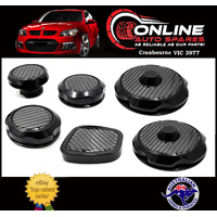 Black / Carbon Alloy Billet Engine Cap Kit x6 fit Holden VF V8 6.0 6.2 L77 LS3