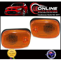 Side Guard Indicator Light x2 fit Nissan Navara D21 92-97 AMBER lens signal turn