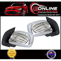 Chrome Door Mirror MANUAL PAIR fits Nissan Navara D40 Ute 05-15 lh rh rear view