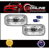 Clear Guard Indicator PAIR + Blue Globes fit Nissan Pulsar N15 N16 95-00 turn